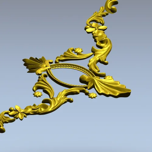 Rocaille Corner Applique STL - ornate corner 3D model for CNC