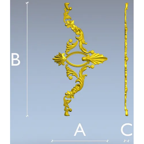 Rocaille Corner Applique STL - ornate corner 3D model for CNC