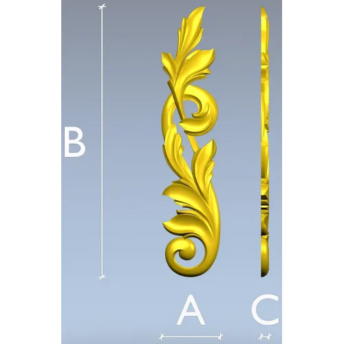 Acanthus Vertical Scroll STL 3D Model for CNC