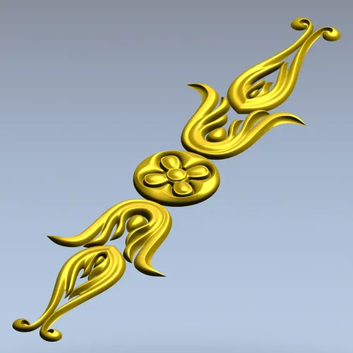 Вертикальный декоративный орнамент - тюльпан с розеткой (STL для ЧПУ)