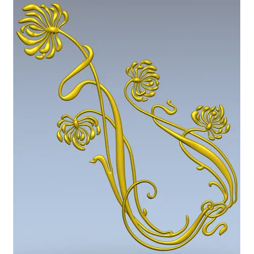 Art Nouveau Chrysanthemum Corner Relief STL