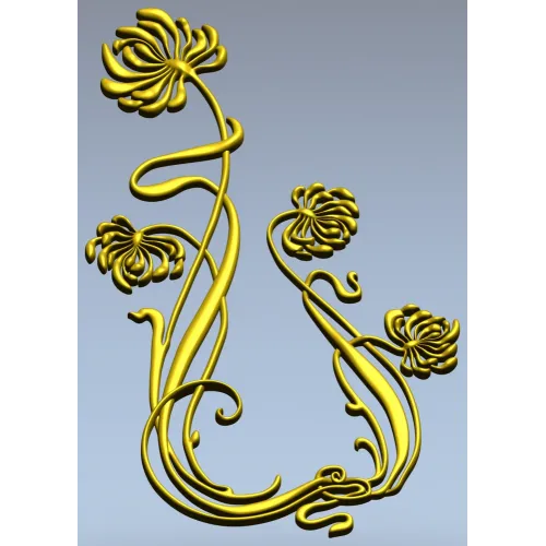 Art Nouveau Chrysanthemum Corner Relief STL