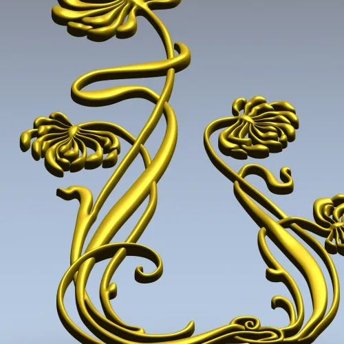Art Nouveau Chrysanthemum Corner Relief STL