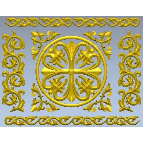 Ornamental Rosette Panel STL for CNC - Acanthus Scroll Relief