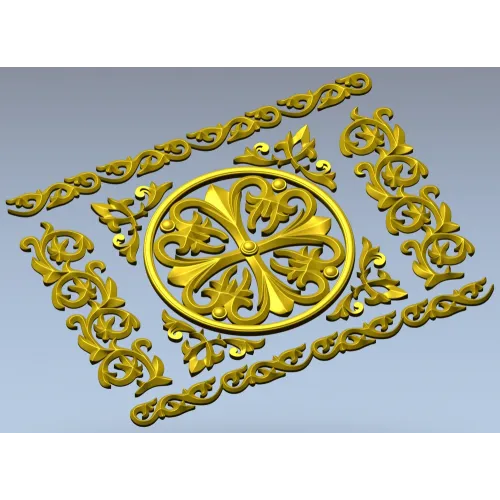 Ornamental Rosette Panel STL for CNC - Acanthus Scroll Relief