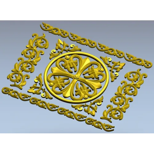 Ornamental Rosette Panel STL for CNC - Acanthus Scroll Relief