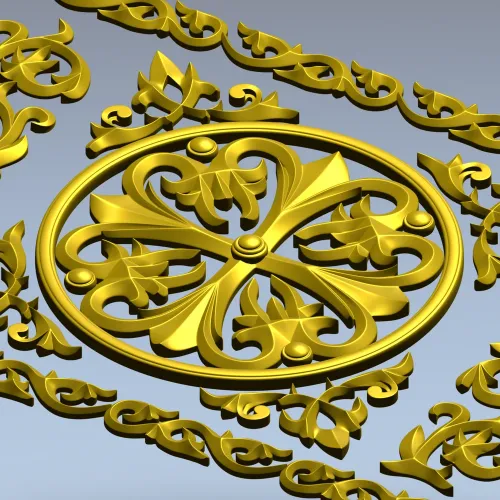 Ornamental Rosette Panel STL for CNC - Acanthus Scroll Relief