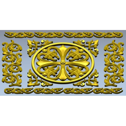 Ornamental Rosette Panel STL for CNC - Acanthus Scroll Relief