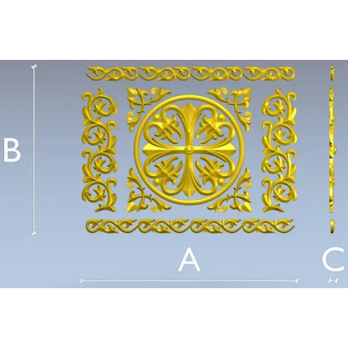 Ornamental Rosette Panel STL for CNC - Acanthus Scroll Relief