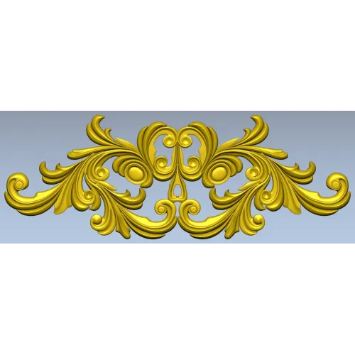 Rococo Acanthus Horizontal Ornament STL 3D Model for CNC