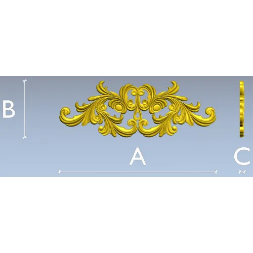 Rococo Acanthus Horizontal Ornament STL 3D Model for CNC
