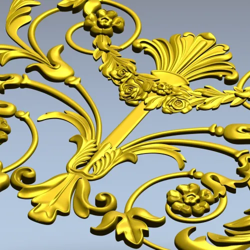 Rocaille Shell Cartouche - STL 3D model for CNC milling