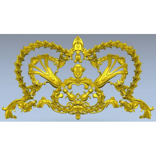 Baroque Laurel Crown Cartouche - STL 3D Model for CNC