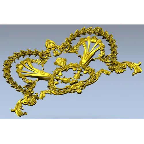 Baroque Laurel Crown Cartouche - STL 3D Model for CNC