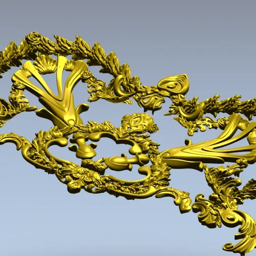 Baroque Laurel Crown Cartouche - STL 3D Model for CNC