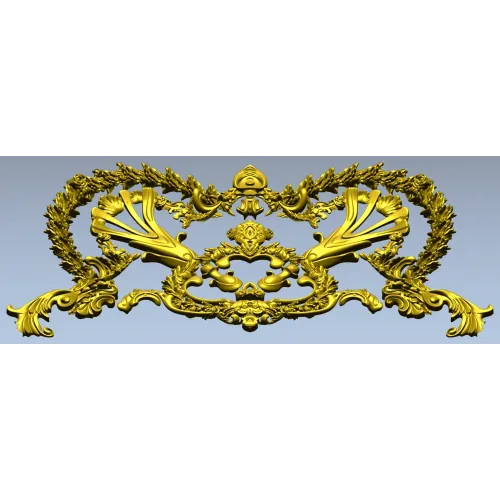 Baroque Laurel Crown Cartouche - STL 3D Model for CNC