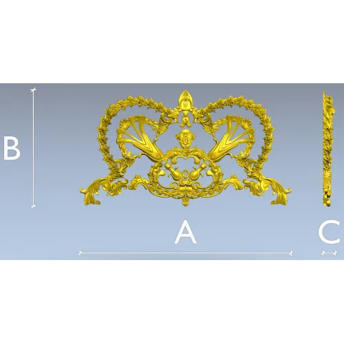 Baroque Laurel Crown Cartouche - STL 3D Model for CNC