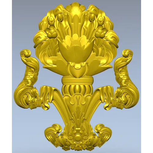 Декоративный картуш "Лотос" - 3D модель STL для ЧПУ