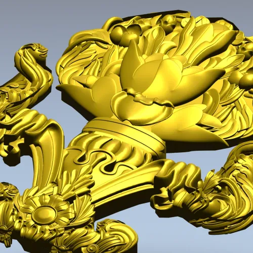 Декоративный картуш "Лотос" - 3D модель STL для ЧПУ