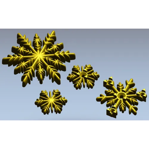 Снежинки-рельефы STL для ЧПУ - набор декоративных элементов