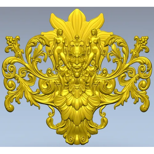 Baroque Bacchic Cartouche STL for CNC carving