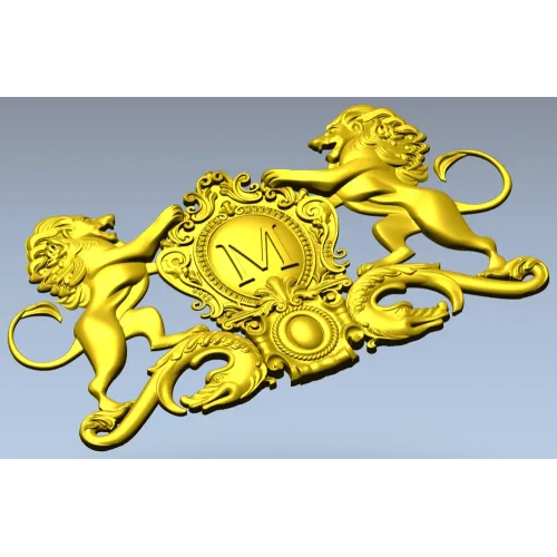Геральдический картуш "Львы и щит" - 3D модель STL для ЧПУ