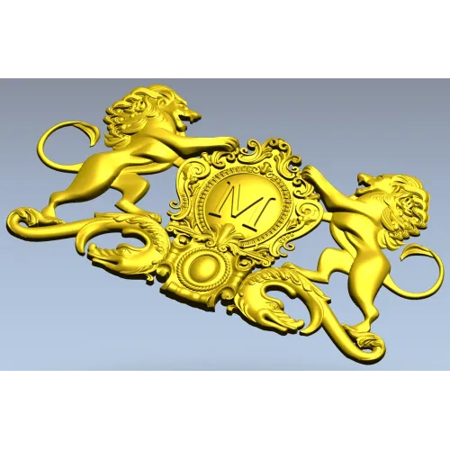 Геральдический картуш "Львы и щит" - 3D модель STL для ЧПУ