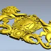 Геральдический картуш "Львы и щит" - 3D модель STL для ЧПУ