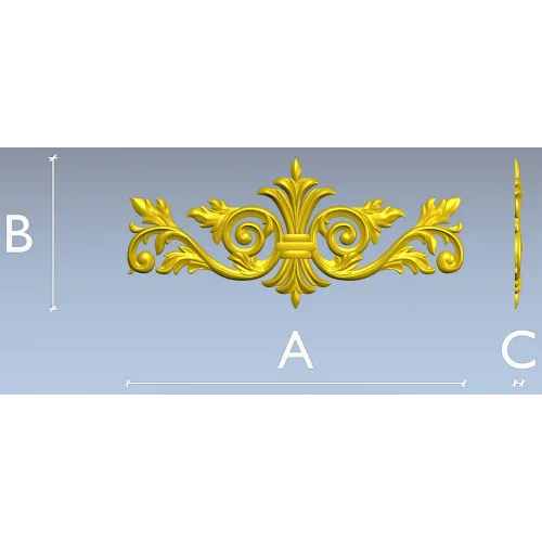 Baroque Acanthus Central Cartouche - STL 3D model for CNC