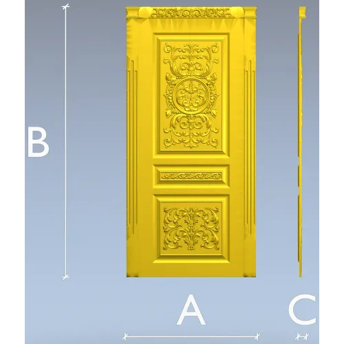 Барочная дверная панель в формате STL для ЧПУ - детальная 3D модель