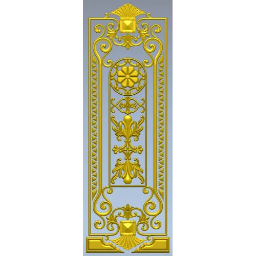 Baroque Rosette Vertical Door Panel STL for CNC