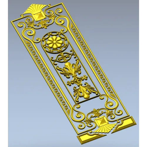 Baroque Rosette Vertical Door Panel STL for CNC