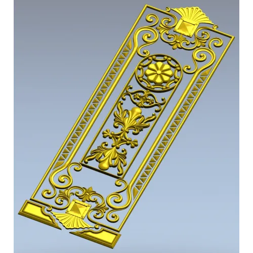 Baroque Rosette Vertical Door Panel STL for CNC