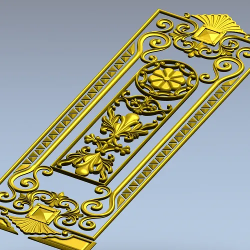 Baroque Rosette Vertical Door Panel STL for CNC