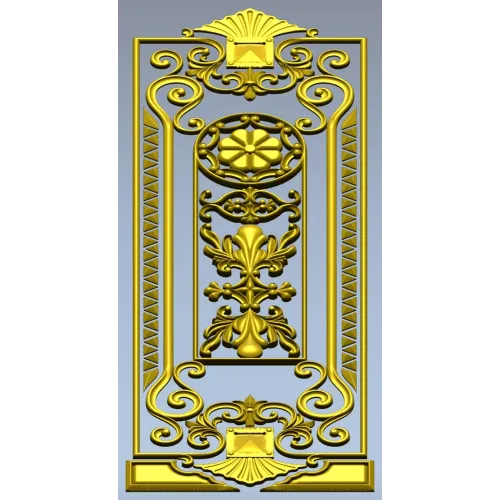 Baroque Rosette Vertical Door Panel STL for CNC
