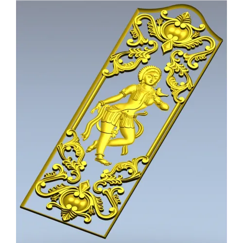 Вертикальная резная панель "Танец с птицей" - 3D модель STL для ЧПУ