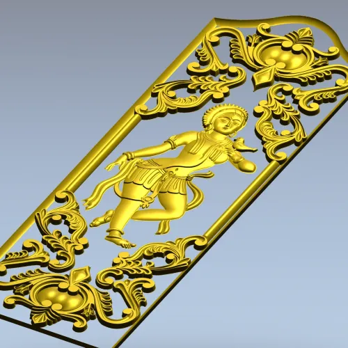 Вертикальная резная панель "Танец с птицей" - 3D модель STL для ЧПУ