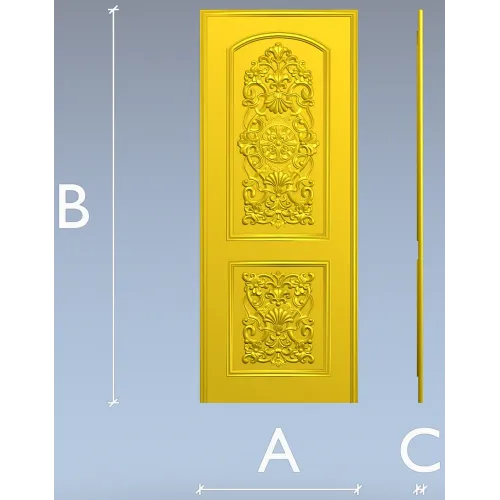Ornate Double-Cartouche Door Panel STL for CNC