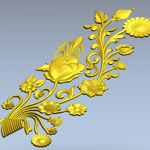 Флоральная вертикальная накладка - 3D модель STL для ЧПУ