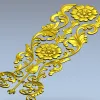 Rococo Floral Vertical Ornament - STL 3D Model for CNC