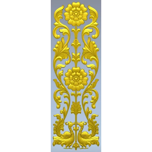 Ornate Floral Door Applique STL for CNC