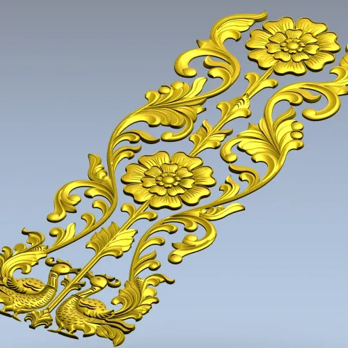 Ornate Floral Door Applique STL for CNC