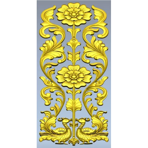 Ornate Floral Door Applique STL for CNC