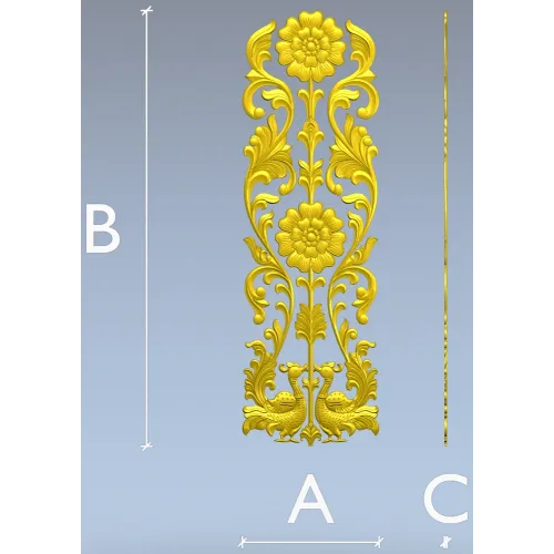 Ornate Floral Door Applique STL for CNC