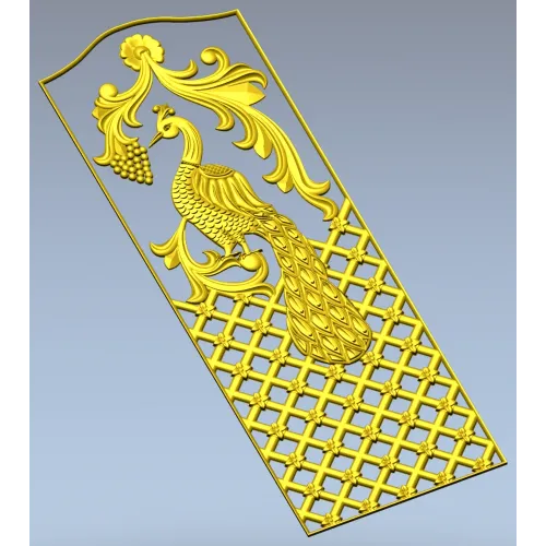 Regal Peacock Door Panel STL - 3D Model for CNC Carving