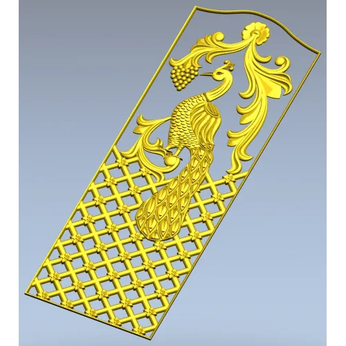 Regal Peacock Door Panel STL - 3D Model for CNC Carving