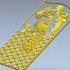 Regal Peacock Door Panel STL - 3D Model for CNC Carving