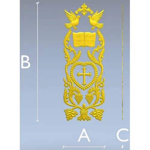 Вертикальная декоративная панель с крестом и голубями - STL для ЧПУ
