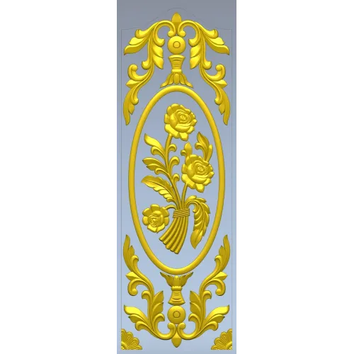 Rose Medallion Vertical Relief - STL 3D Model for CNC