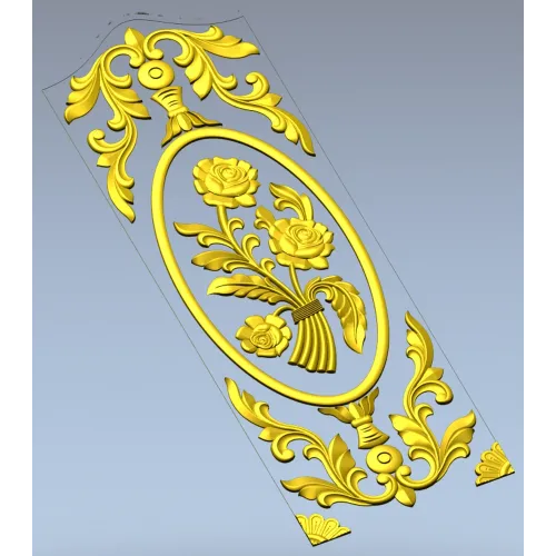 Rose Medallion Vertical Relief - STL 3D Model for CNC